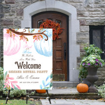 Pink or Blue Pumpkin Gender Reveal Welcome Sign