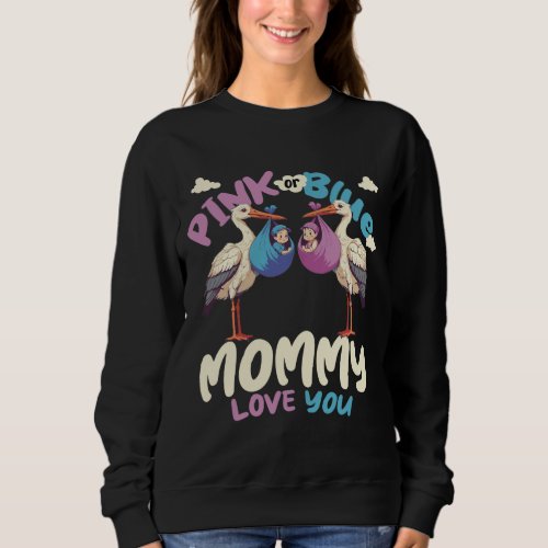 Pink or blue stork cartoon design sweatshirt