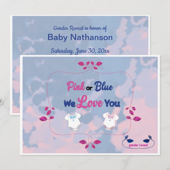 Pink or Blue Tie Dye Gender Reveal Invitation (Front/Back)