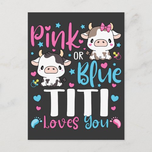 Pink Or Blue Titi Loves You Gifts Cow Baby Postcard