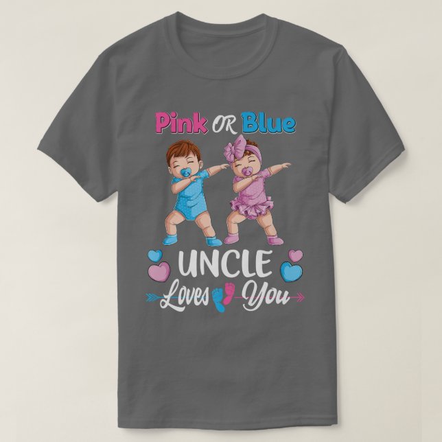 Pink Or Blue Uncle Loves You Baby Gender Reveal Pa T-Shirt (Design Front)