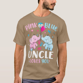 Pink Or Blue Uncle Loves You Elephants Baby Gender T-Shirt