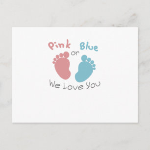 Pink or Blue We Love You Gender Reveal Baby Shower Invitation Postcard