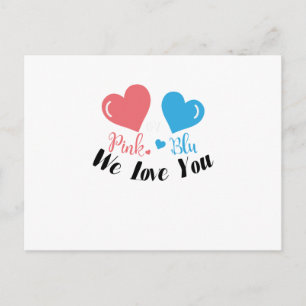 Pink or Blue We Love You Gender Reveal Baby Shower Invitation Postcard