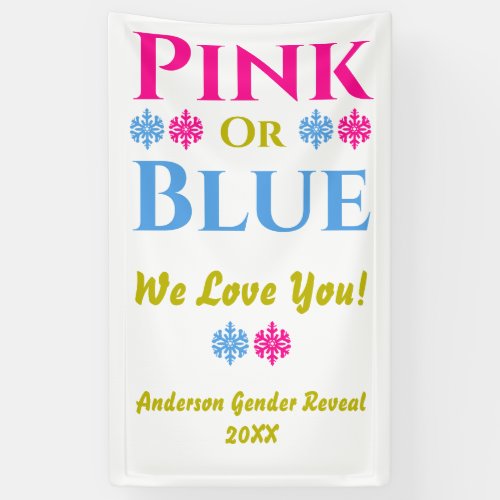 Pink Or Blue We Love You Gender Reveal Banner