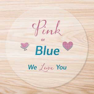 Pink or Blue We Love You Gender Reveal Classic Round Sticker