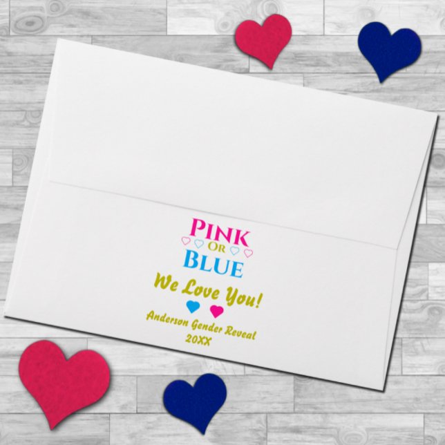 Pink Or Blue, We Love You! Gender Reveal Envelope (Creator Uploaded)