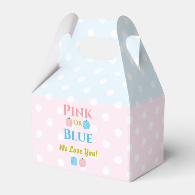 Pink Or Blue, We Love You! Gender Reveal Favor Boxes (Front Side)