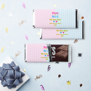 Pink Or Blue, We Love You! Gender Reveal Hershey Bar Favors