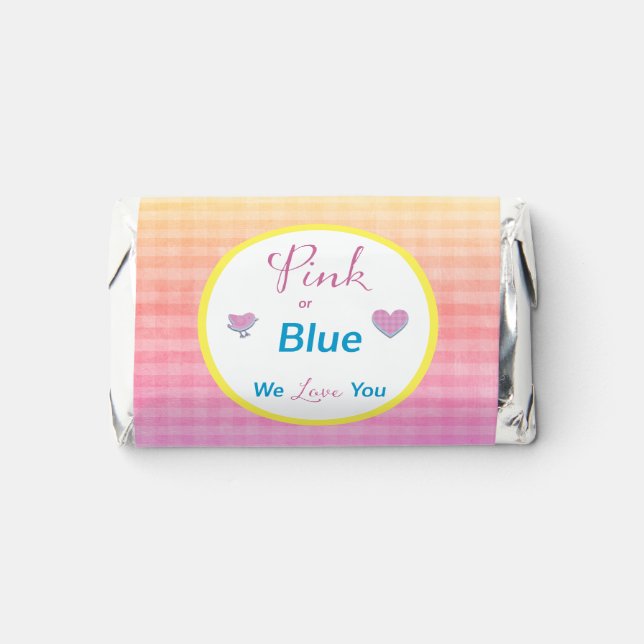 Pink or Blue We Love You Gender Reveal  Hershey's Miniatures (Front)