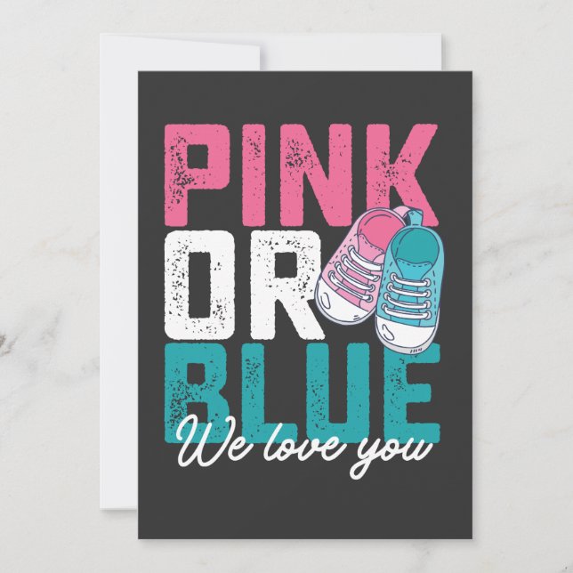 Pink Or Blue We Love You Gender Reveal Invitation (Front)