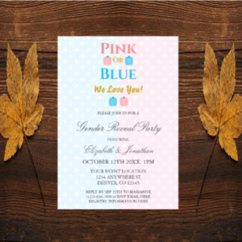 Pink Or Blue  We Love You! Gender Reveal Invitation by DesignsbyHarmony at Zazzle