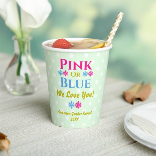 Pink Or Blue We Love You Gender Reveal Paper Cups