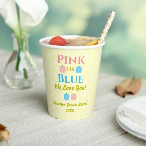 Pink Or Blue We Love You Gender Reveal Paper Cups