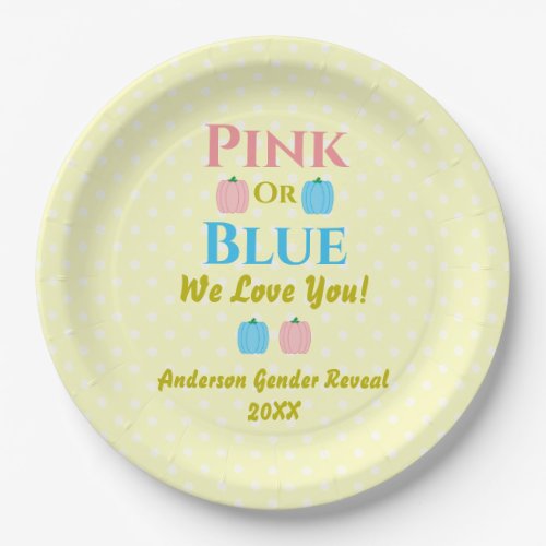 Pink Or Blue We Love You Gender Reveal Paper Plates