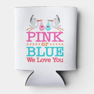 Pink or Blue We Love You Gender Reveal Stork Can Cooler