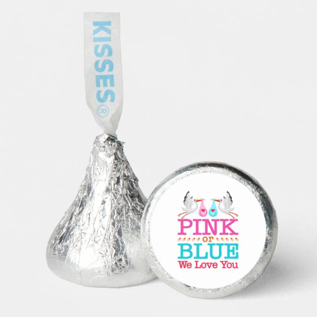 Pink or Blue We Love You Gender Reveal Stork Hershey®'s Kisses® (Front)