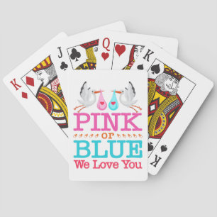 Pink or Blue We Love You Gender Reveal Stork Poker Cards