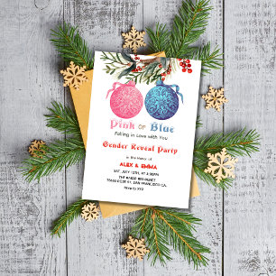 Pink or Blue Winter Gender Reveal Party Invitation