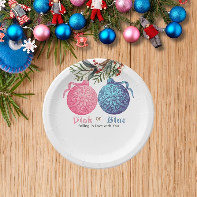 Pink or Blue Winter Gender Reveal Party  Paper Plates (Creator Uploaded)