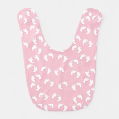 Pink or Blue with Baby Footprints Custom Baby Bib