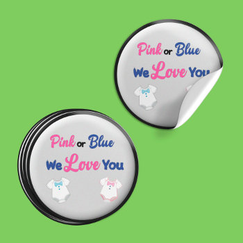 Pink Or Blue With Layette Bodysuits Classic Round  Classic Round Sticker by TWVVAAPP at Zazzle