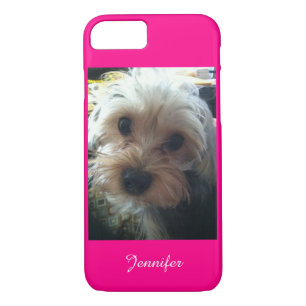 Pink or CHOOSE YOUR COLOR Adorable Yorkie, Custom iPhone 8/7 Case