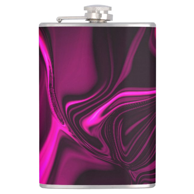 Pink or purple curves on dark purple background flask (Front)