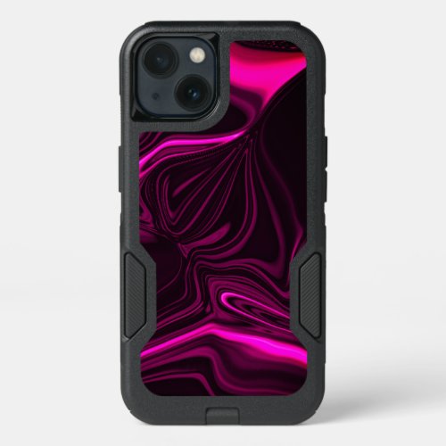 Pink or purple curves on dark purple background iPhone 13 case