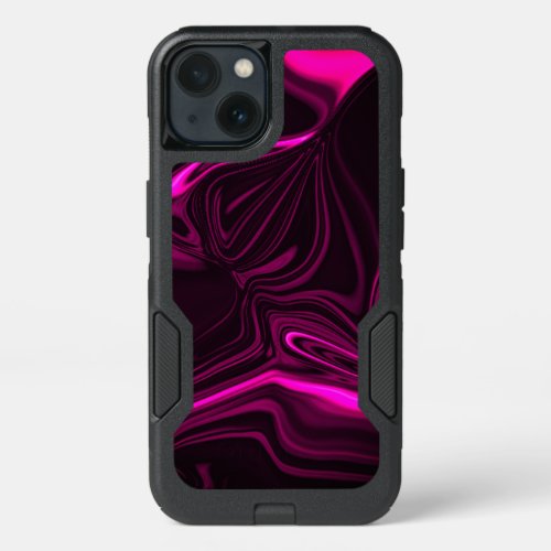 Pink or purple curves on dark purple background iPhone 13 case