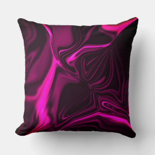 Pink or purple curves on dark purple background throw pillow