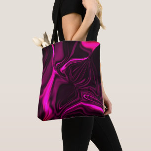 Pink or purple curves on dark purple background tote bag