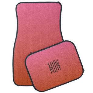 Pink Orang Gradient custom monogram car floor mats