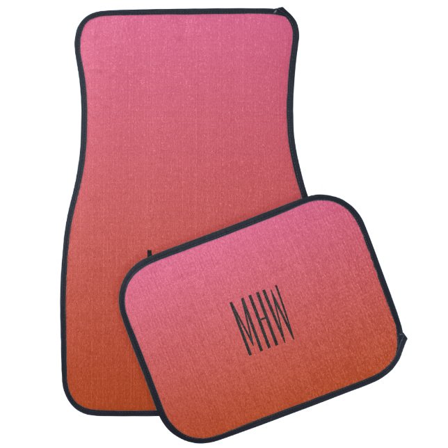 Pink Orang Gradient custom monogram car floor mats (Set)