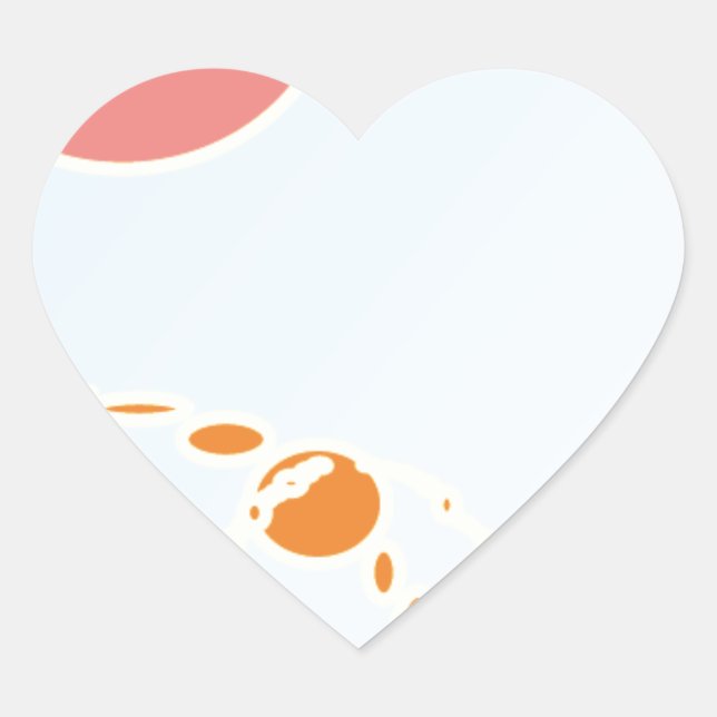 pink & orange 1276 abstract art heart sticker (Front)