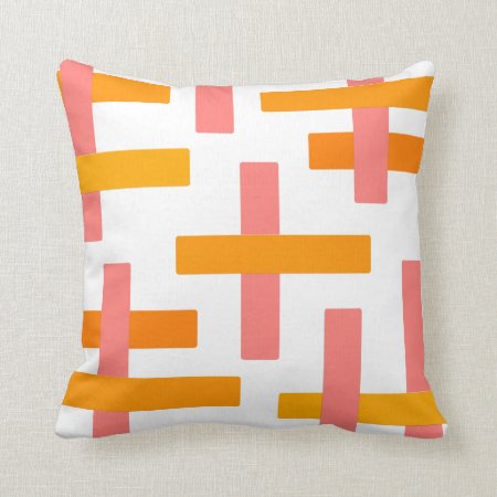 Pink & Orange Abstract Art Throw Pillow