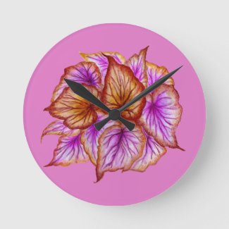 Pink Orange Abstract Foliage Expressive Watercolor
