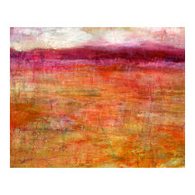 Pink Orange Abstract Landscape Painting