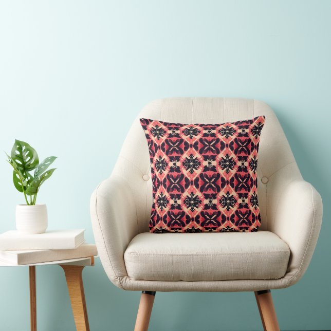 Pink Orange Abstract Pattern Throw Pillow (Chair)