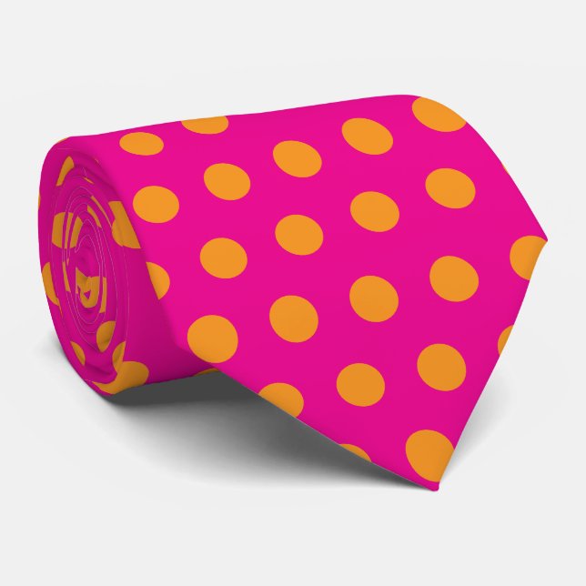 Pink Orange Abstract Patterns Polka Dot Gift Favor Neck Tie (Rolled)