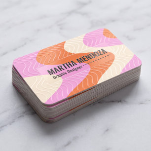Pink Orange Abstract Raised Spot UV Business Card