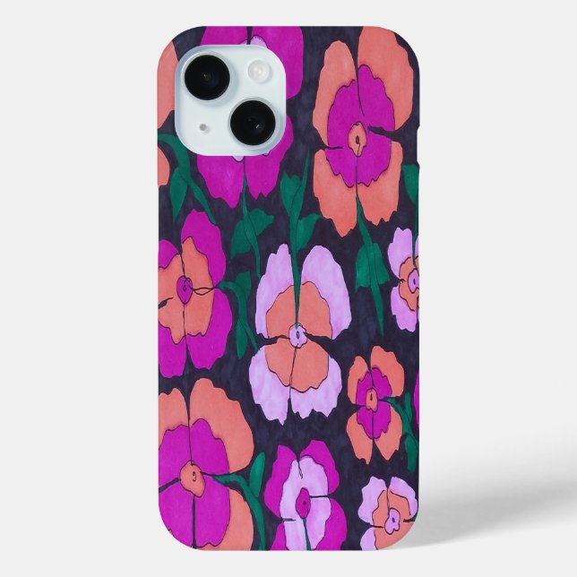 Pink Orange and Black iPhone Case (Back)