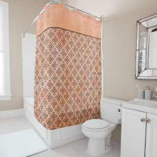 Pink, Orange, and Black Retro Pattern Shower Curtain