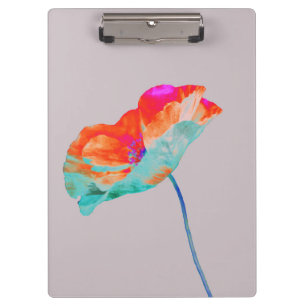 Pink orange and blue poppy flower floral design clipboard