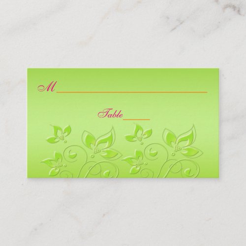 Pink, Orange, and Lime Green Floral Place Cards Business Card Template