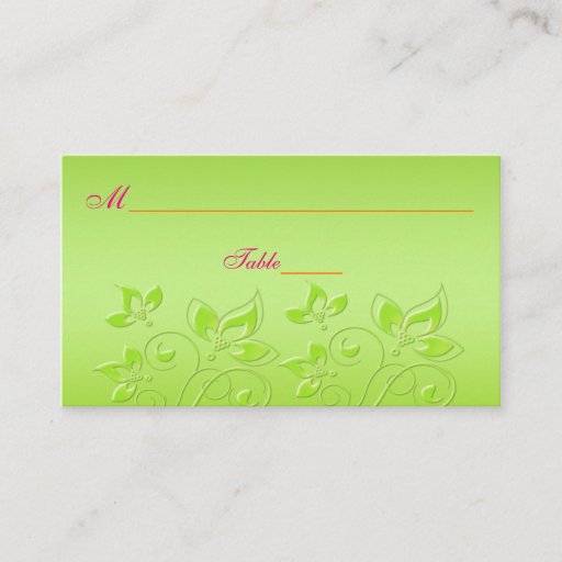 Customizable Pink, Orange, and Lime Green Floral Place Cards Business Card Template