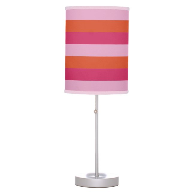 Pink, Orange and Magenta Striped Table Lamp (Front)