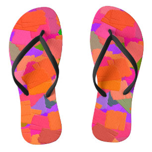 Pink, Orange and Purple Abstract Flip Flops