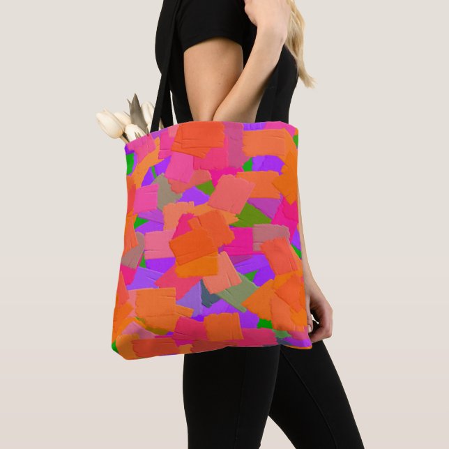 Pink, Orange and Purple Abstract Tote Bag (Close Up)