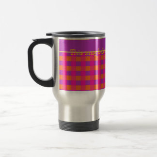Pink, Orange and Purple Check Pattern Travel Mug